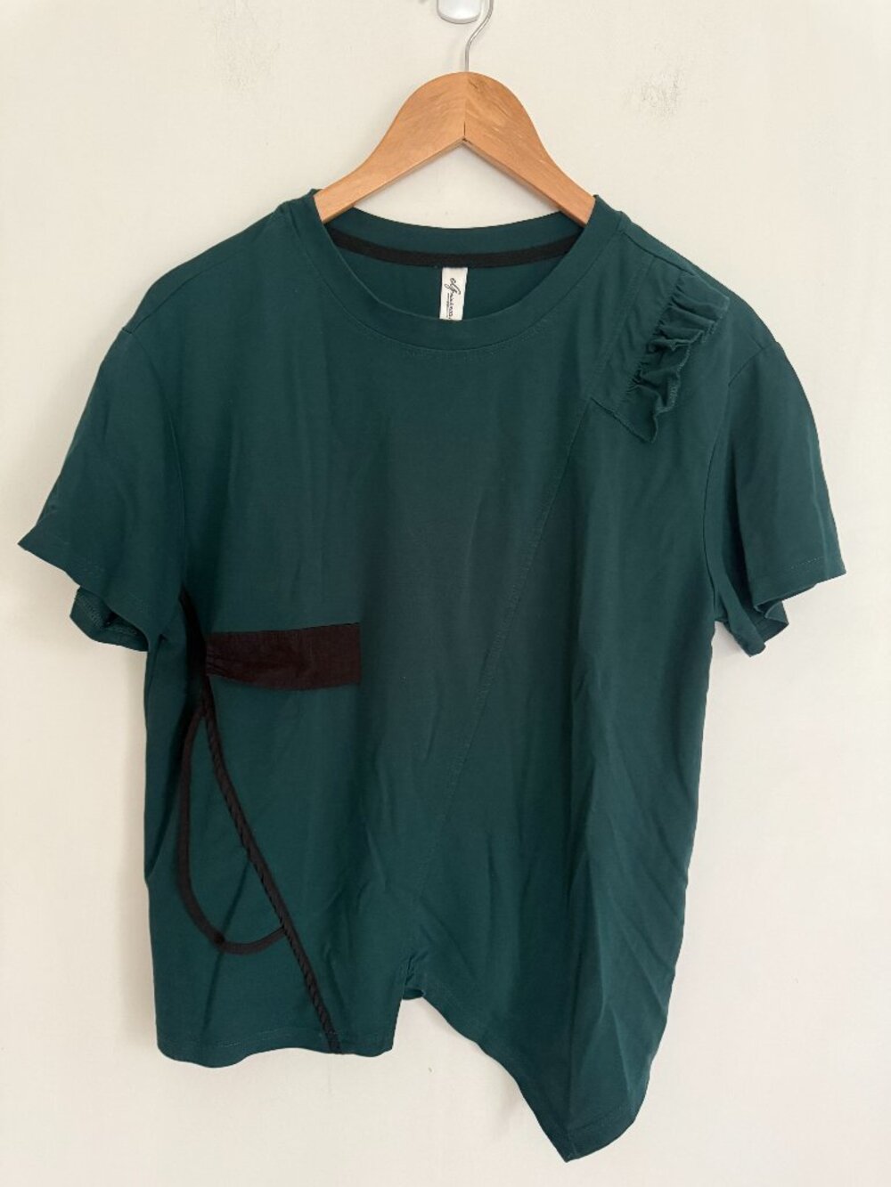 E G Mix & Match Women Green Short Sleeve Round Neck Pullover Blouse Size M